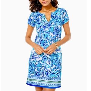 Lilly Pulitzer blue printed short sleeve Sophiletta dress L